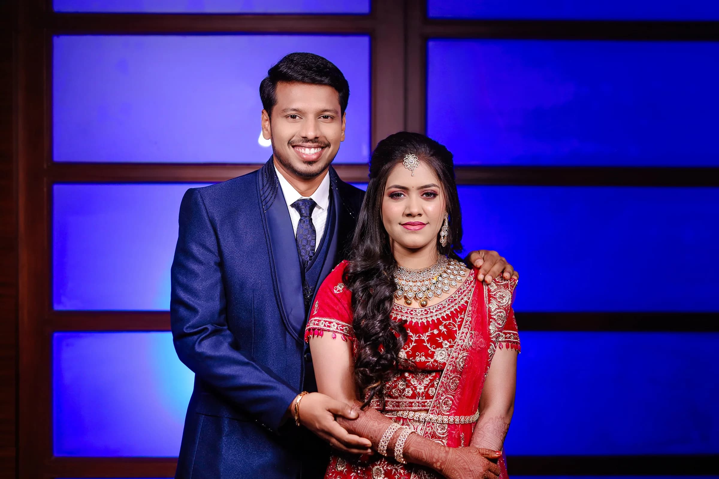 Wedding couple photographed in the studio